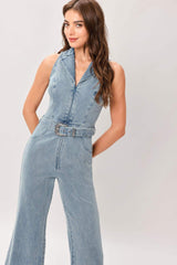FLARE ICON DENIM JUMPSUIT - Flying Tomato - Flyclothing LLC