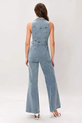 FLARE ICON DENIM JUMPSUIT - Flying Tomato - Flyclothing LLC
