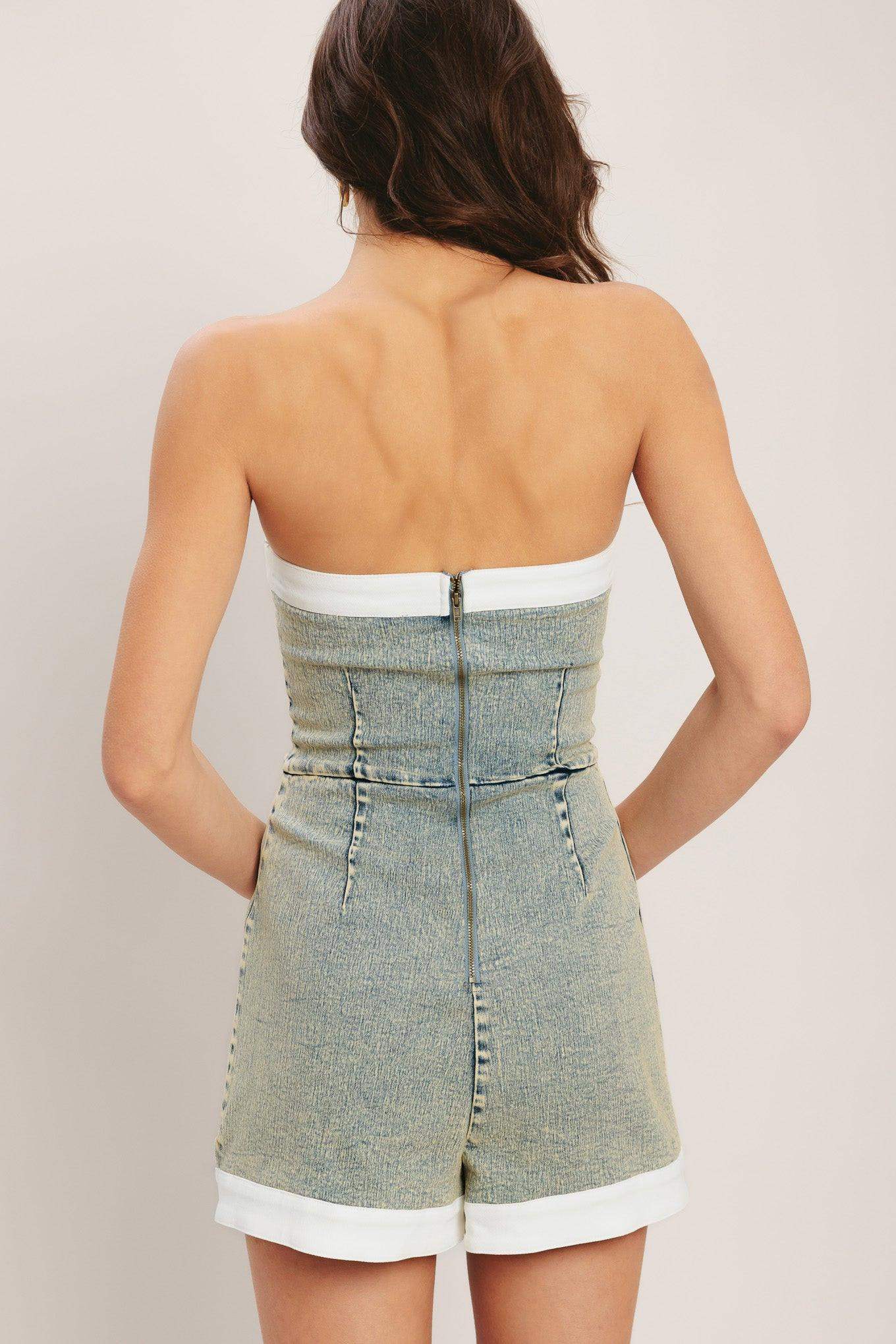 YACHT CLUB ACID WASHED SKORT ROMPER - Flying Tomato - Flyclothing LLC