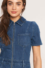CASUAL STRUCTURE DENIM ROMPER - Flying Tomato - Flyclothing LLC