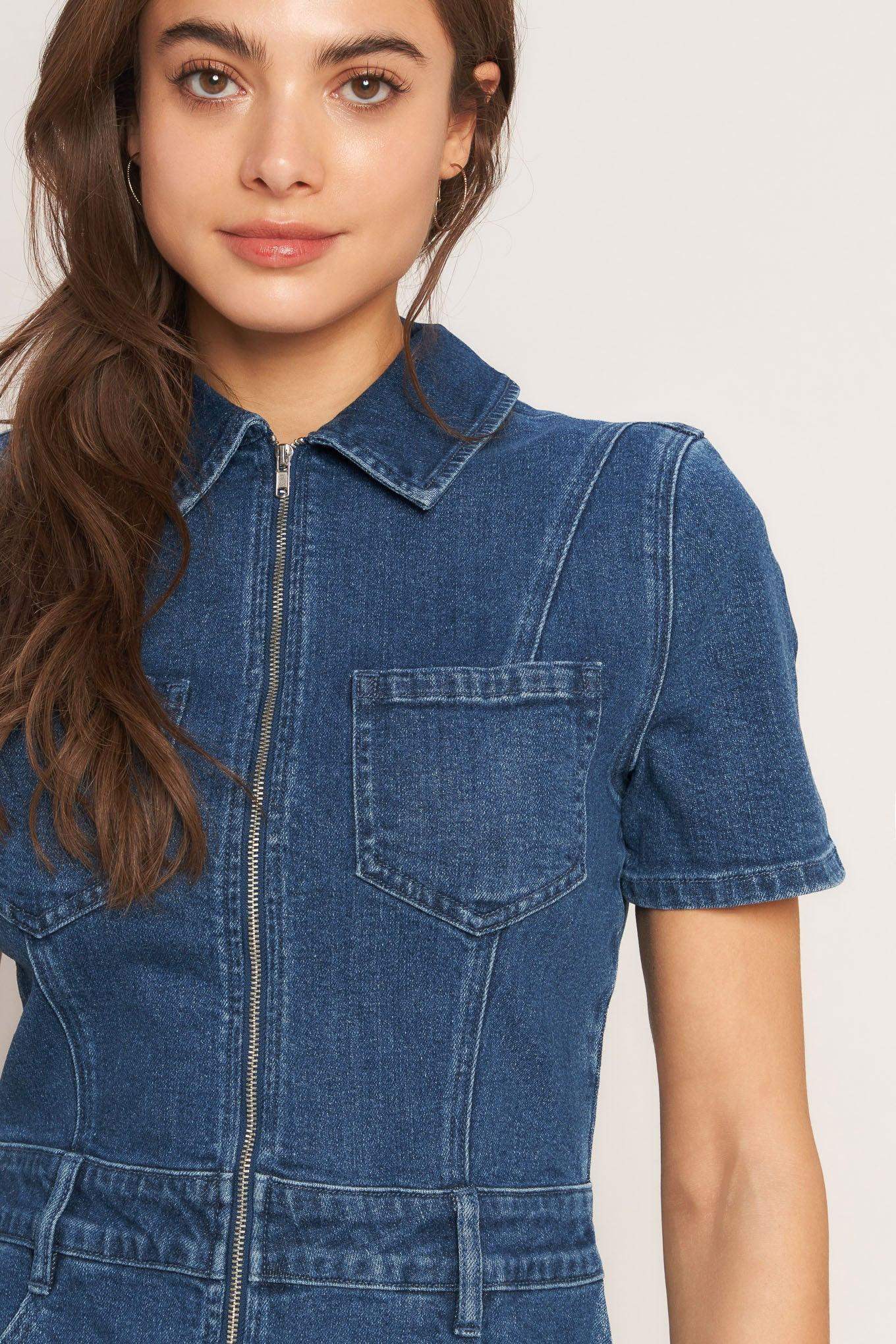 CASUAL STRUCTURE DENIM ROMPER - Flying Tomato - Flyclothing LLC