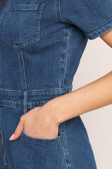 CASUAL STRUCTURE DENIM ROMPER - Flying Tomato - Flyclothing LLC