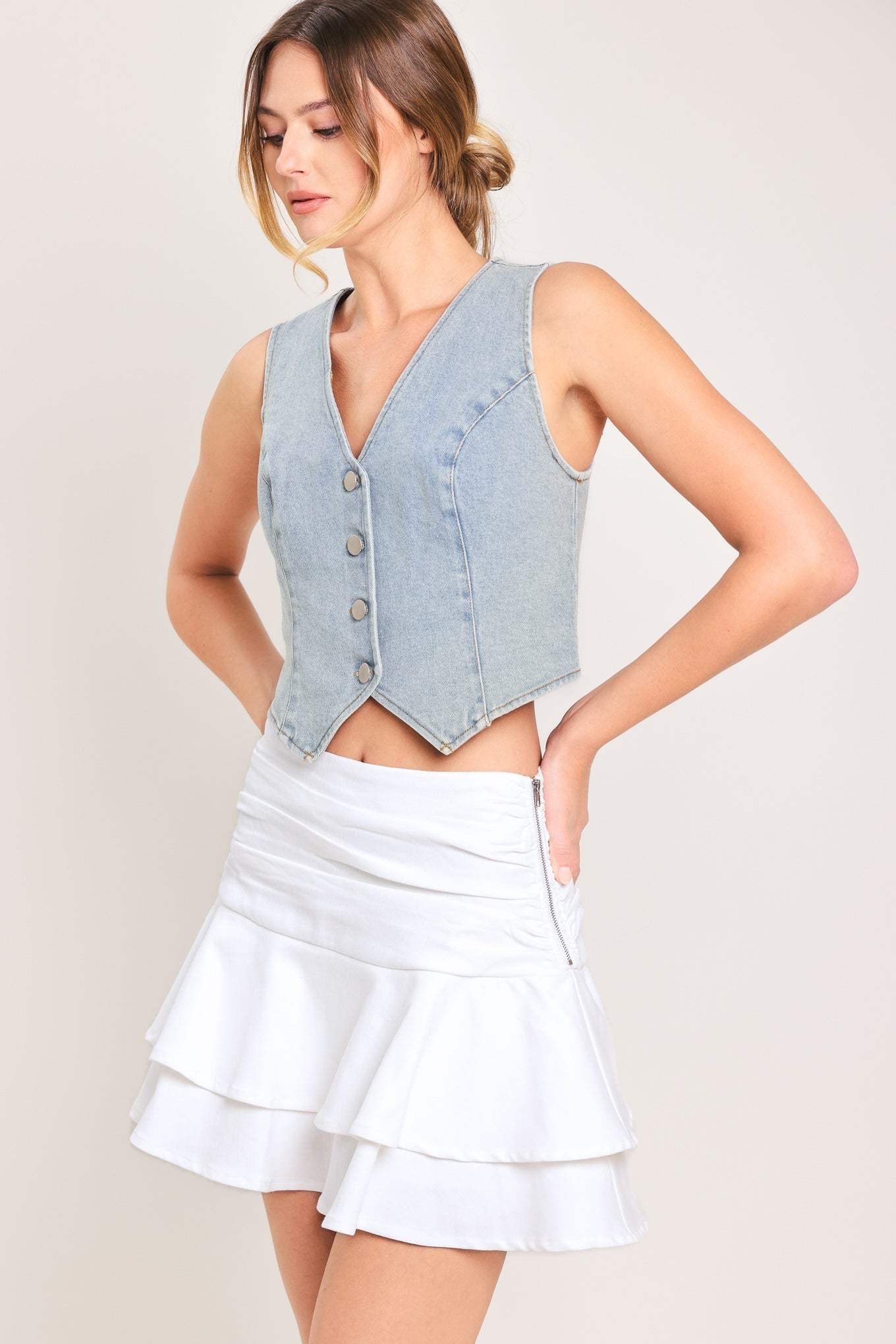 CLOUD FRILL WOVEN SKORT - Flying Tomato - Flyclothing LLC