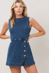 MIDNIGHT DENIM SKORT ROMPER - Flying Tomato - Flyclothing LLC