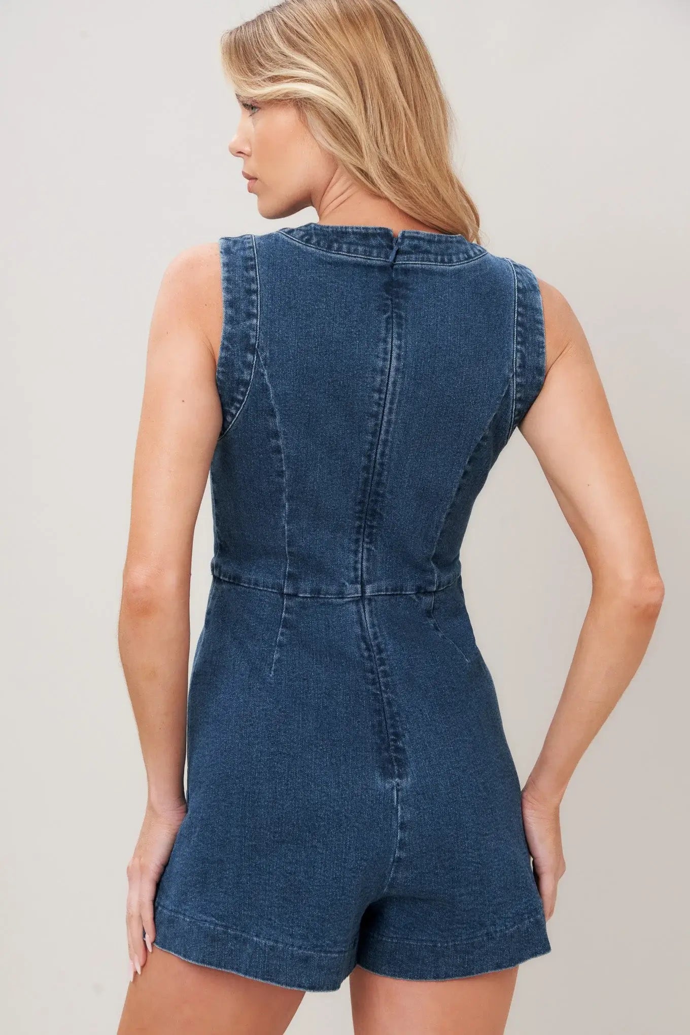 MIDNIGHT DENIM SKORT ROMPER - Flying Tomato - Flyclothing LLC