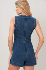 MIDNIGHT DENIM SKORT ROMPER - Flying Tomato - Flyclothing LLC