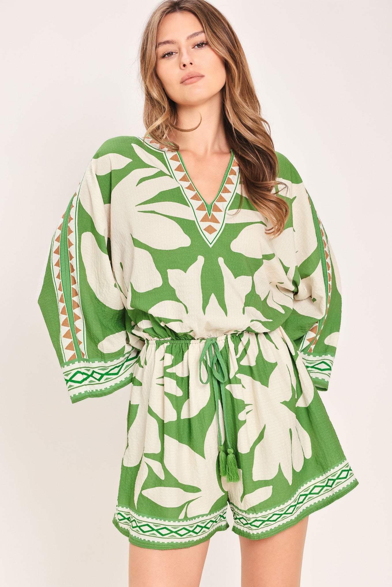 VACATION MODE WOVEN ROMPER