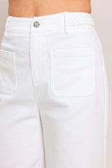 WHITE EASE WOVEN WIDE PANTS - Flying Tomato - Flyclothing LLC