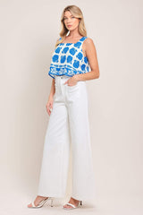WHITE EASE WOVEN WIDE PANTS - Flying Tomato - Flyclothing LLC