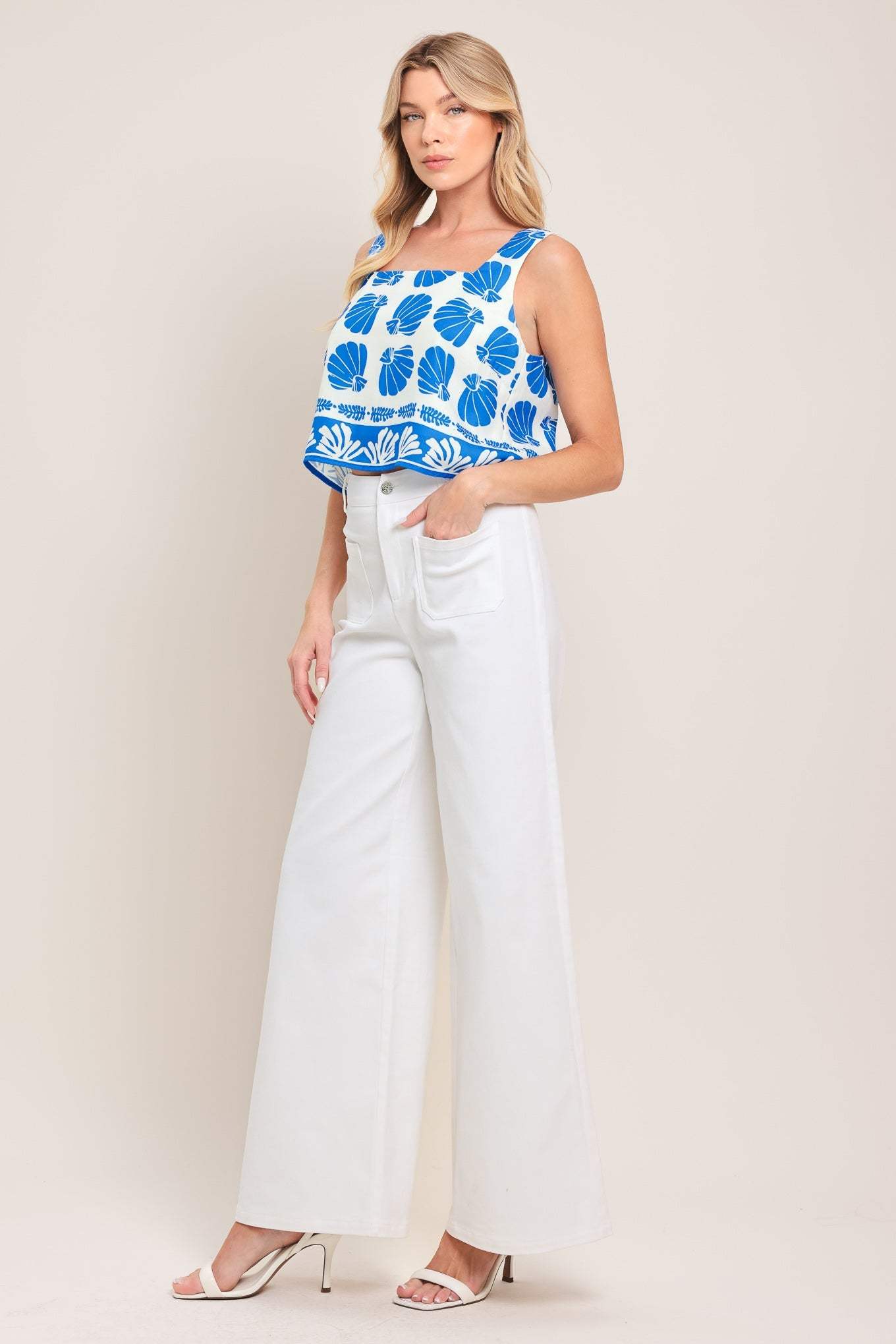 WHITE EASE WOVEN WIDE PANTS - Flying Tomato - Flyclothing LLC