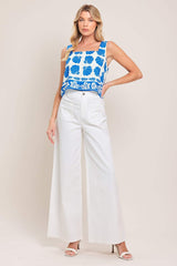 WHITE EASE WOVEN WIDE PANTS - Flying Tomato - Flyclothing LLC