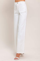 WHITE EASE WOVEN WIDE PANTS - Flying Tomato - Flyclothing LLC