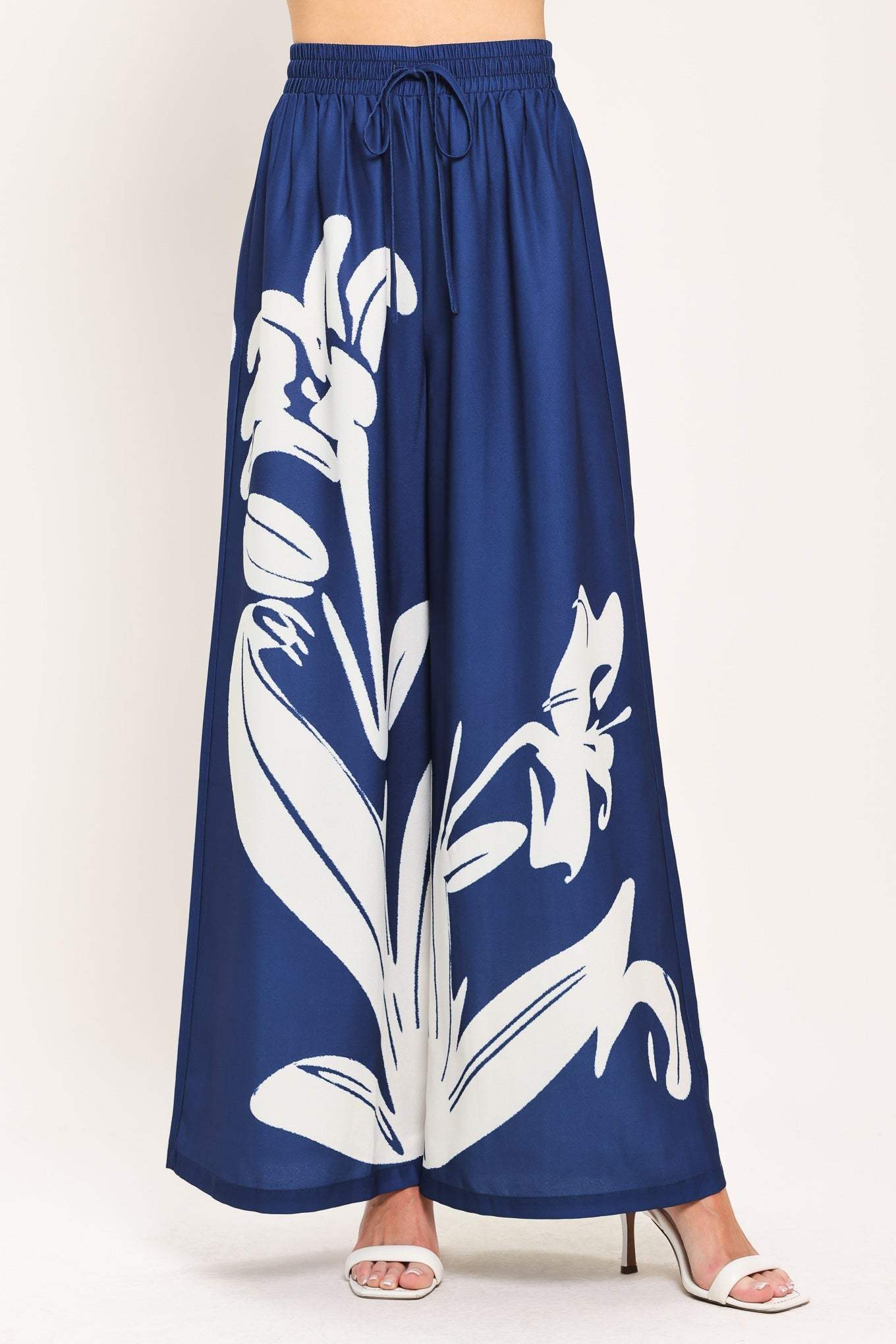 COASTAL BLOOM WOVEN WIDE PANTS - Flying Tomato - Flyclothing LLC