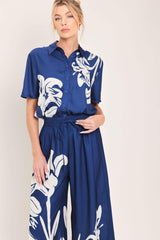 COASTAL BLOOM WOVEN WIDE PANTS - Flying Tomato - Flyclothing LLC