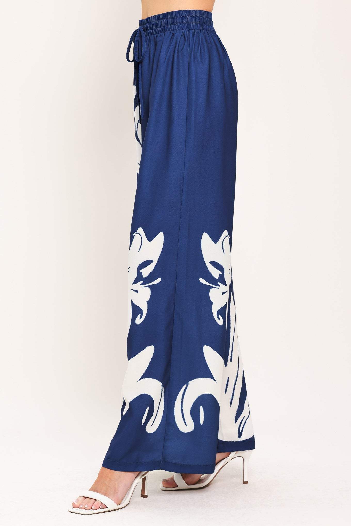 COASTAL BLOOM WOVEN WIDE PANTS - Flying Tomato - Flyclothing LLC