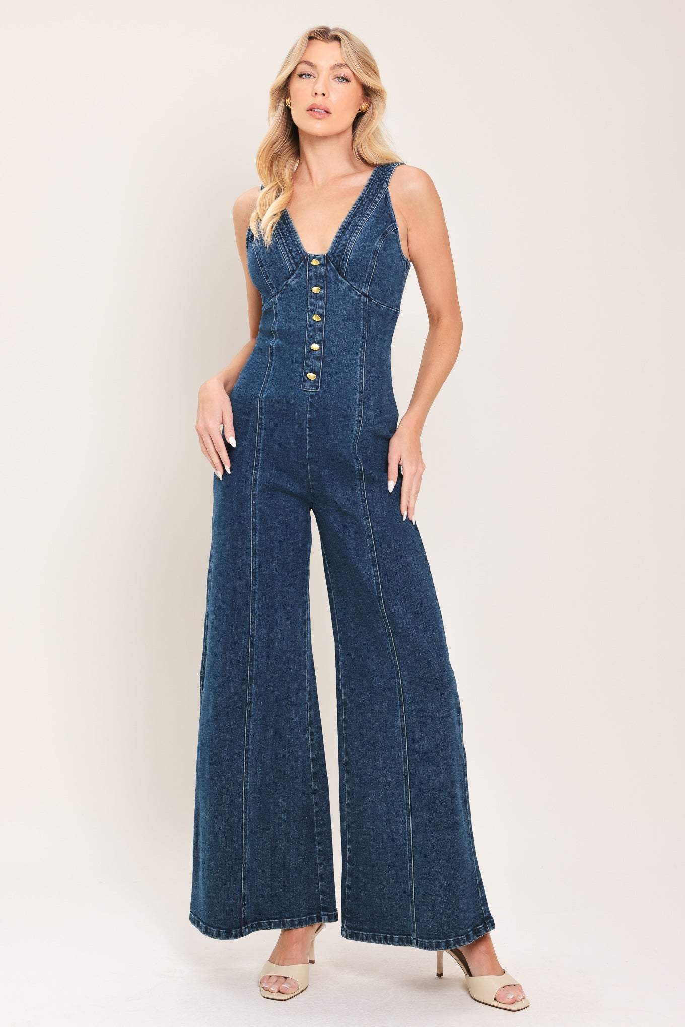 URBAN INDIGO DENIM JUMPSUIT - Flying Tomato - Flyclothing LLC