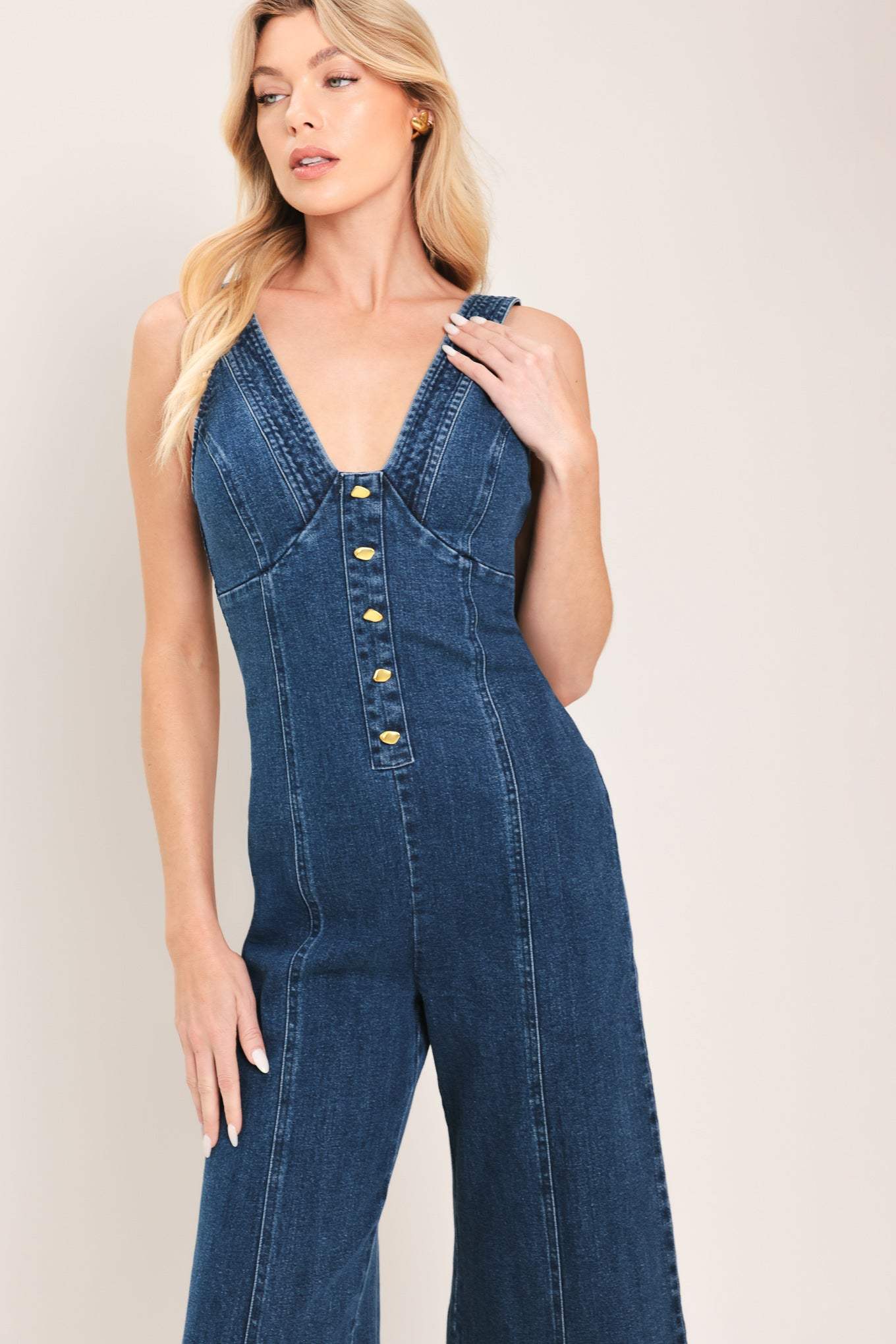 URBAN INDIGO DENIM JUMPSUIT - Flying Tomato - Flyclothing LLC