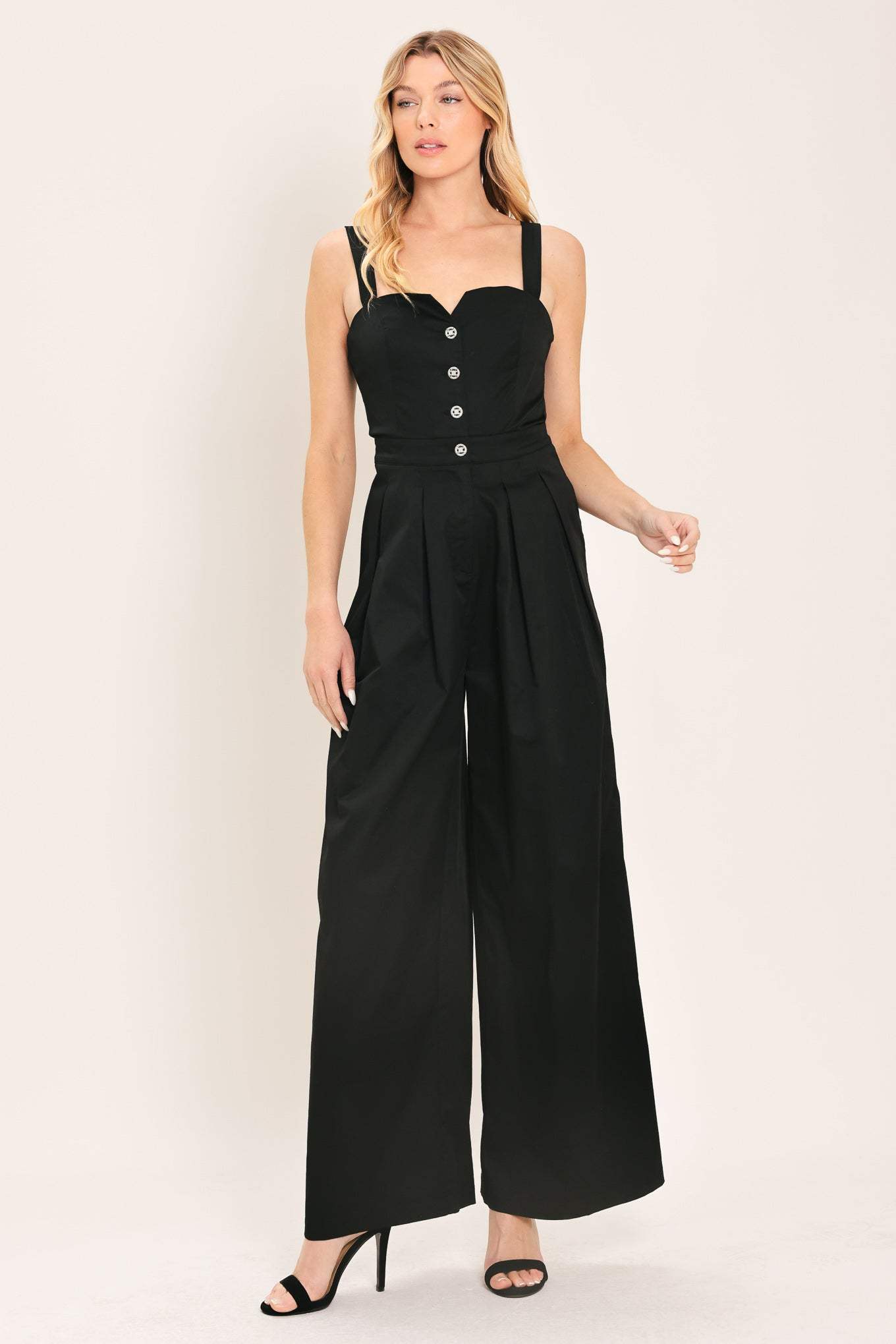 BLACK TIE ROMANCE WOVEN JUMPSUIT