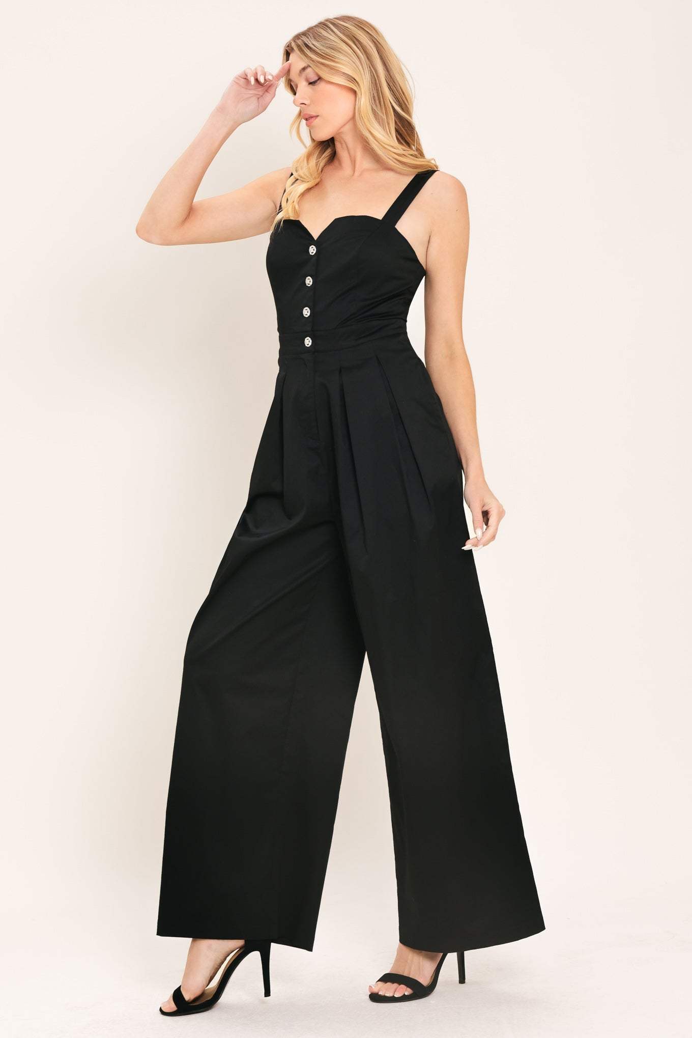 BLACK TIE ROMANCE WOVEN JUMPSUIT