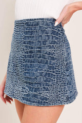 CROCO CHIC DENIM SKORT - Flying Tomato - Flyclothing LLC
