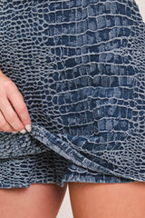 CROCO CHIC DENIM SKORT - Flying Tomato - Flyclothing LLC
