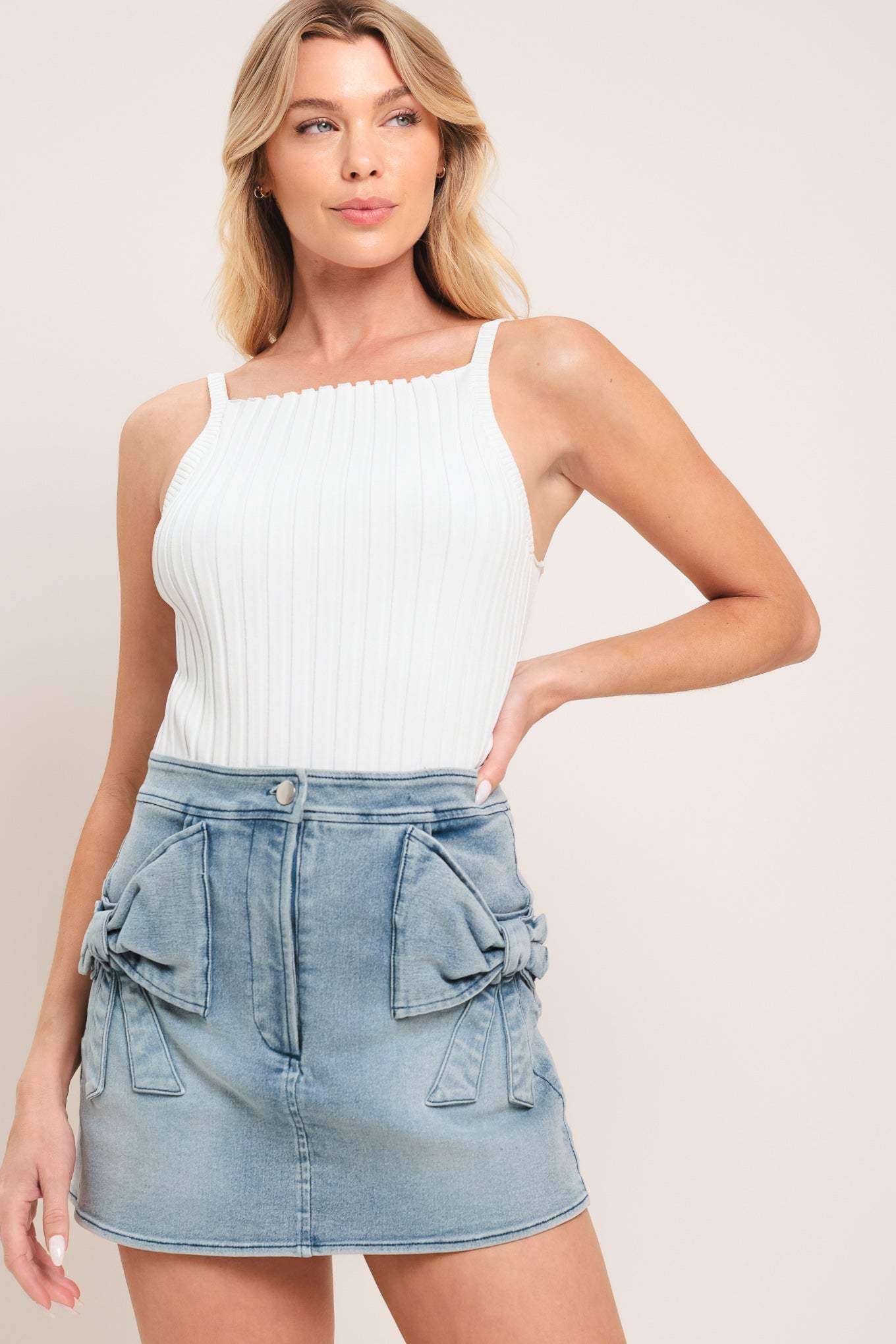 CUTE MOMENT DENIM SKORT - Flying Tomato - Flyclothing LLC