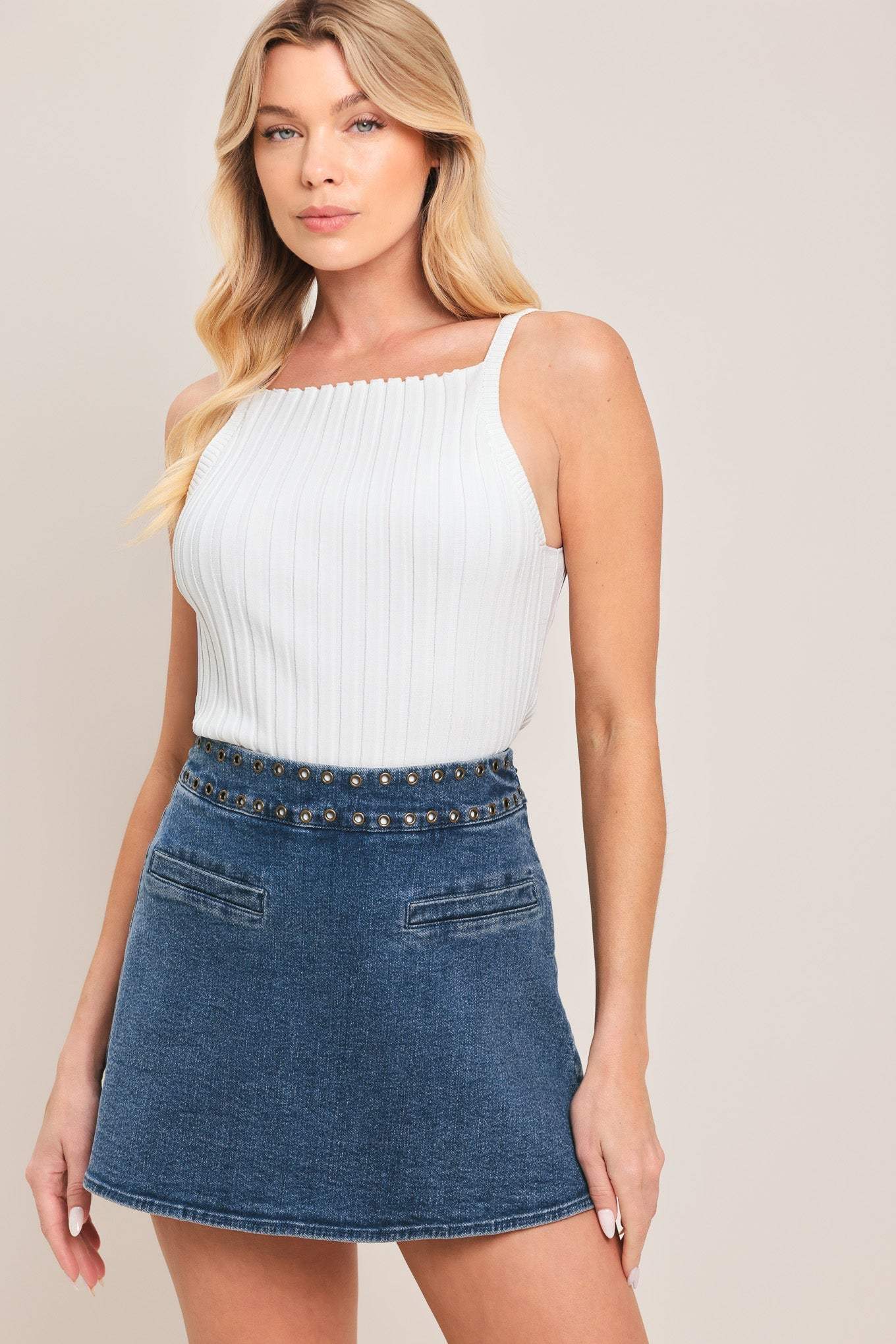 SWEET STUD DENIM SKORT - Flying Tomato - Flyclothing LLC