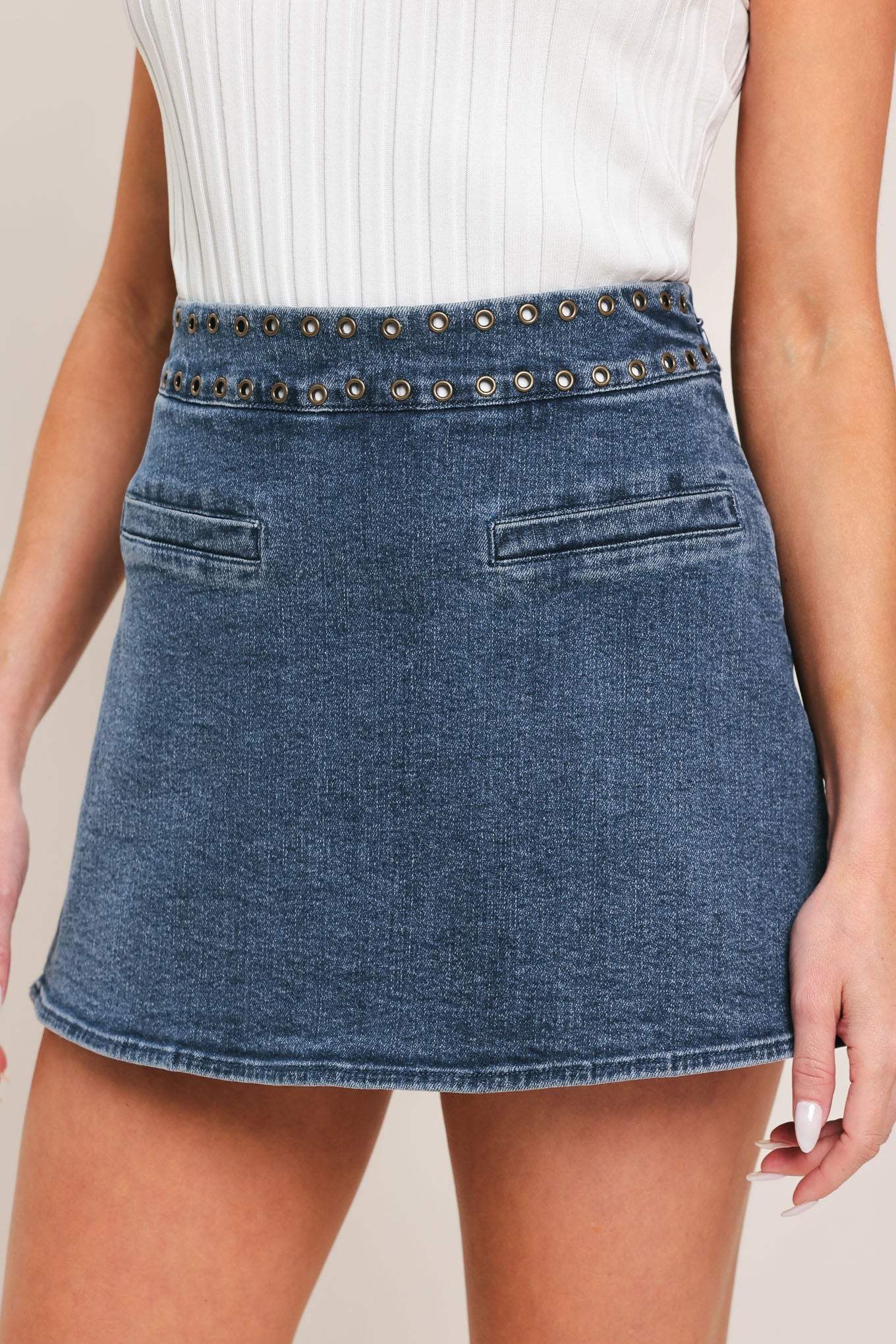 SWEET STUD DENIM SKORT - Flying Tomato - Flyclothing LLC