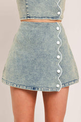 SWEET DETAIL DENIM SKORT - Flying Tomato - Flyclothing LLC