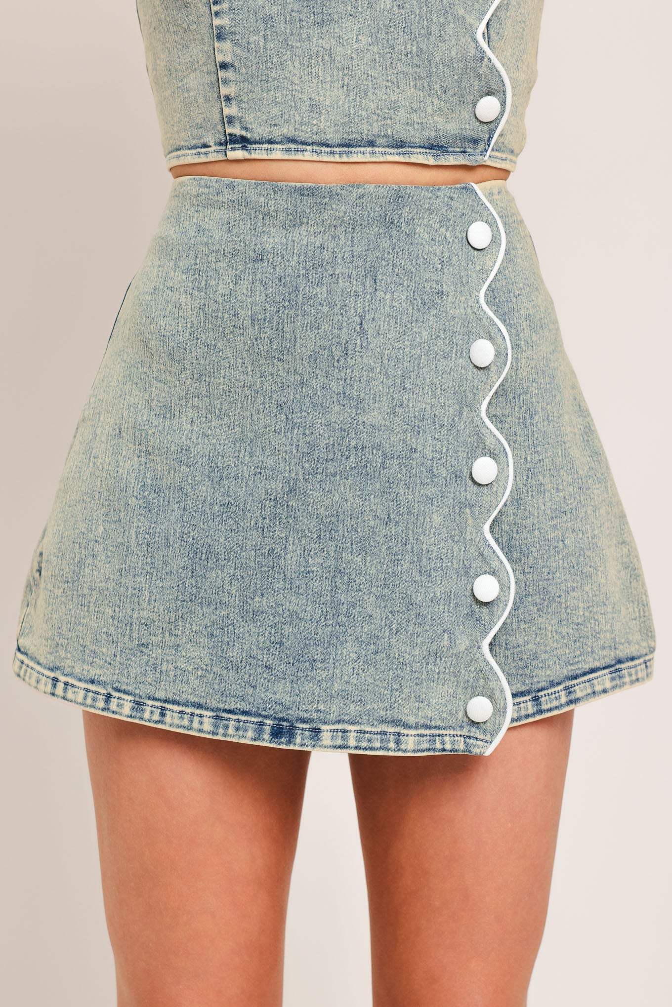 SWEET DETAIL DENIM SKORT - Flying Tomato - Flyclothing LLC
