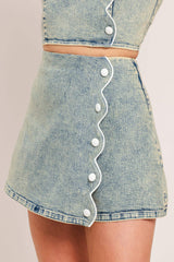 SWEET DETAIL DENIM SKORT - Flying Tomato - Flyclothing LLC