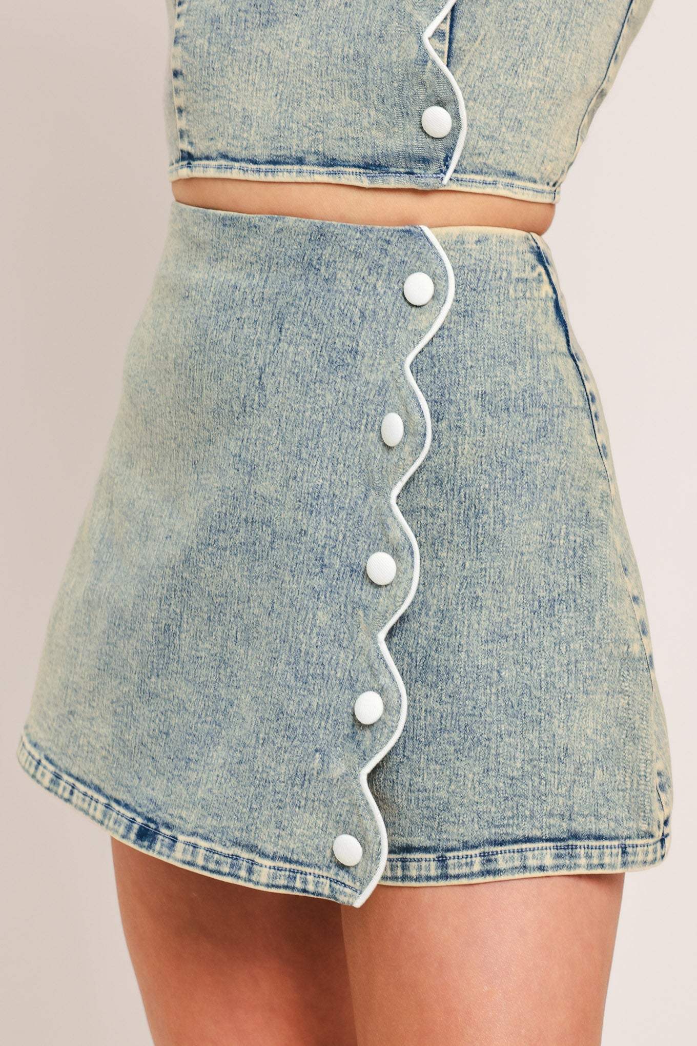 SWEET DETAIL DENIM SKORT - Flying Tomato - Flyclothing LLC