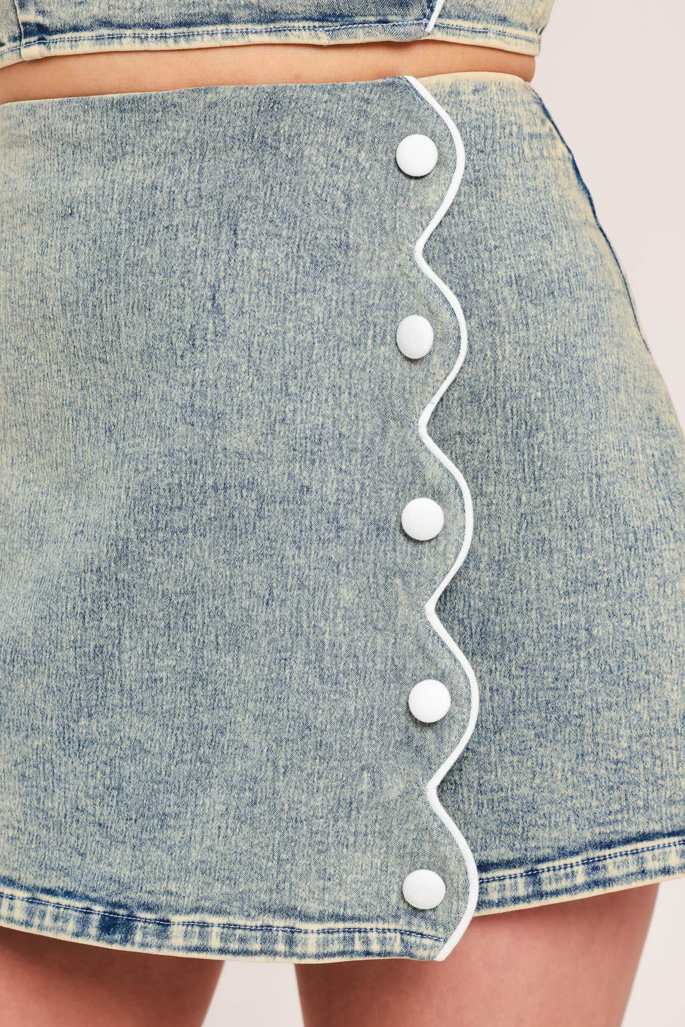 SWEET DETAIL DENIM SKORT - Flying Tomato - Flyclothing LLC