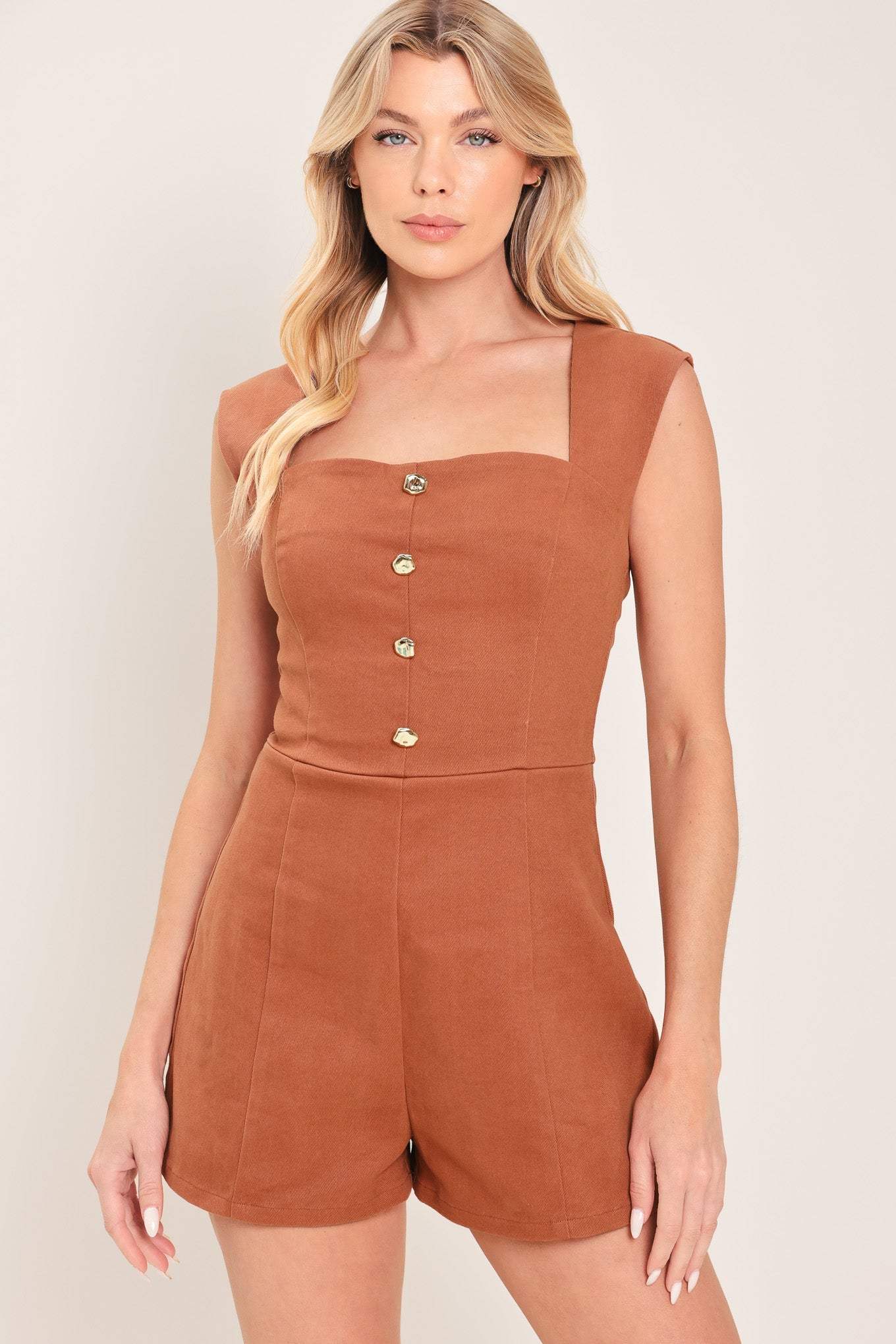 TERRACOTTA CHIC WOVEN ROMPER - Flying Tomato - Flyclothing LLC