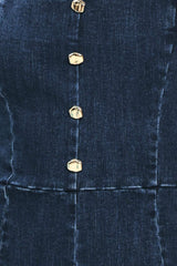 DARK WASH ICON DENIM ROMPER - Flying Tomato - Flyclothing LLC