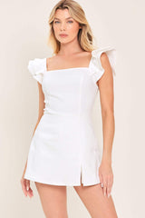 CHAMPAGNE & PEARLS WOVEN ROMPER - Flying Tomato - Flyclothing LLC