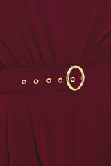 DARK CHERRY COLUMN WOVEN JUMPSUIT