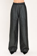 METALLIC HOURGLASS WOVEN WIDE LEG PANTS
