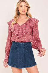 INDIGO RUCHING DENIM SKORT