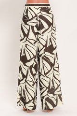 VANILLA VINE MOSAIC WOVEN WIDE LEG PANTS