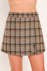 HEATHER GRID ROMANCE WOVEN PLAID SKORT