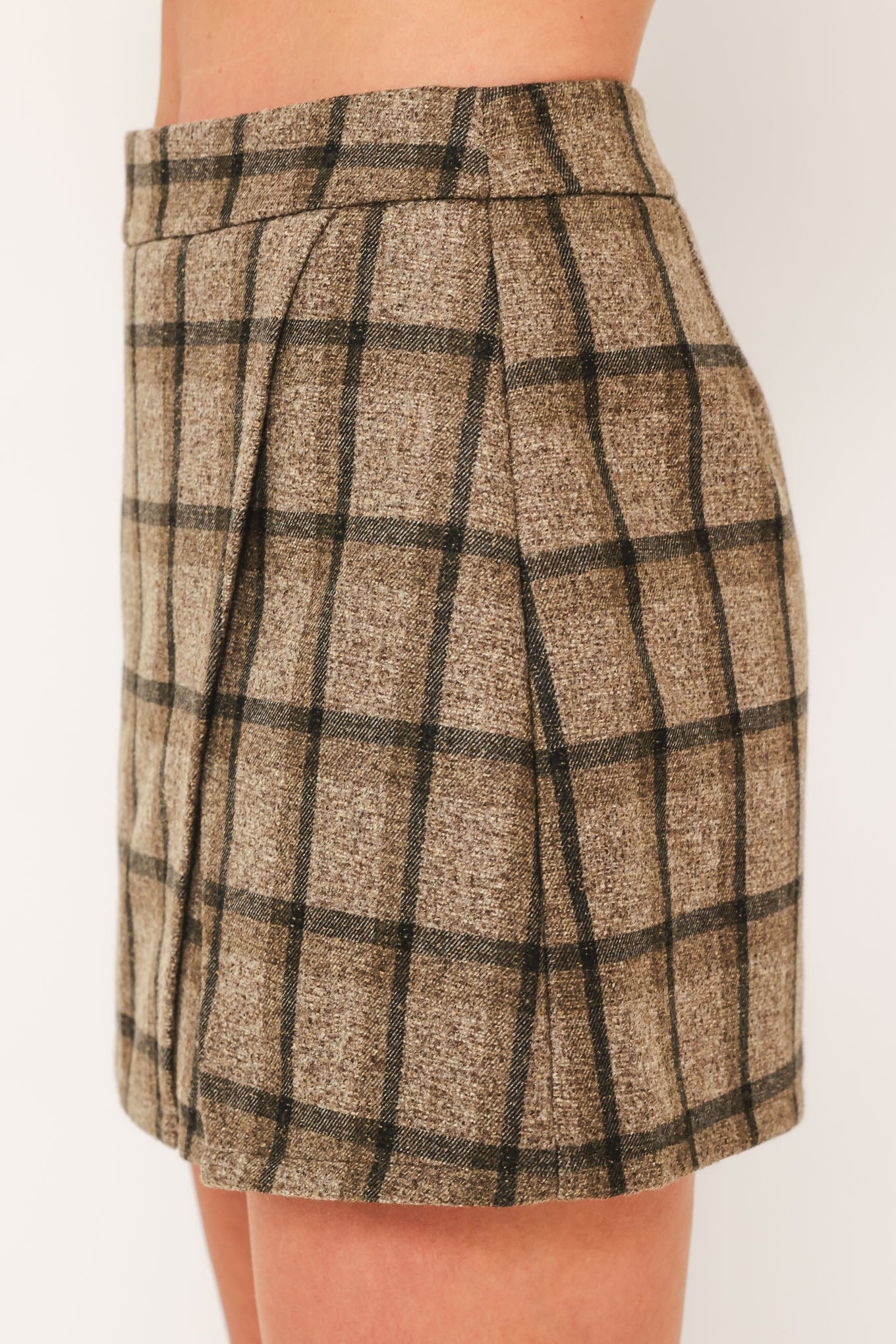 HEATHER GRID ROMANCE WOVEN PLAID SKORT