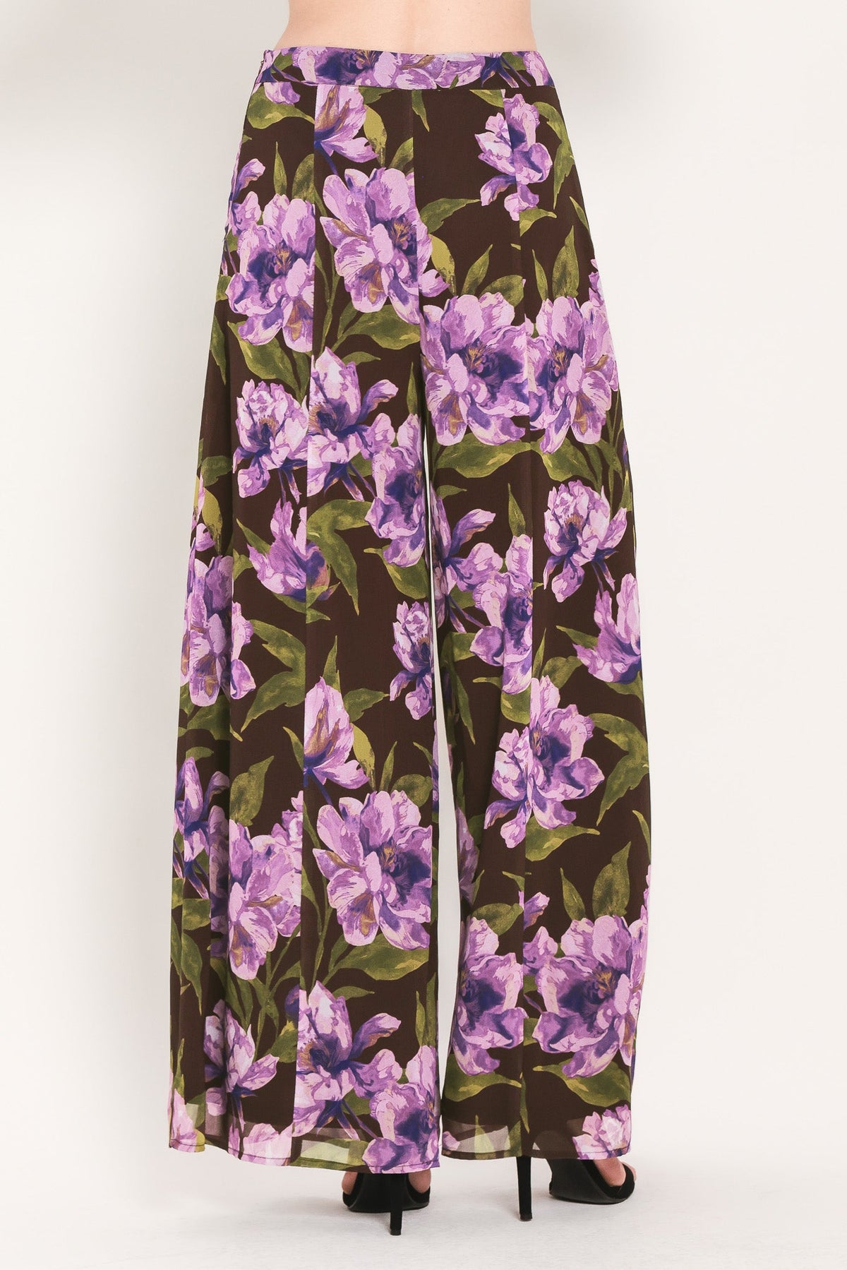 VINTAGE MERLOT WINE/PURPLE PRINTED WIDE-LEG PANTS - Flying Tomato - Flyclothing LLC