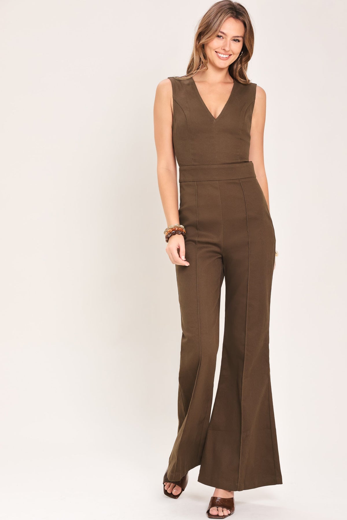 RICH ESPRESSO WOVEN JUMPSUIT - Flying Tomato - Flyclothing LLC
