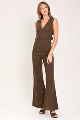RICH ESPRESSO WOVEN JUMPSUIT - Flying Tomato - Flyclothing LLC