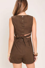 ESPRESSO DATE WOVEN SKORT ROMPER