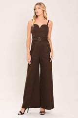 TOFFEE SWEETHEART WOVEN JUMPSUIT