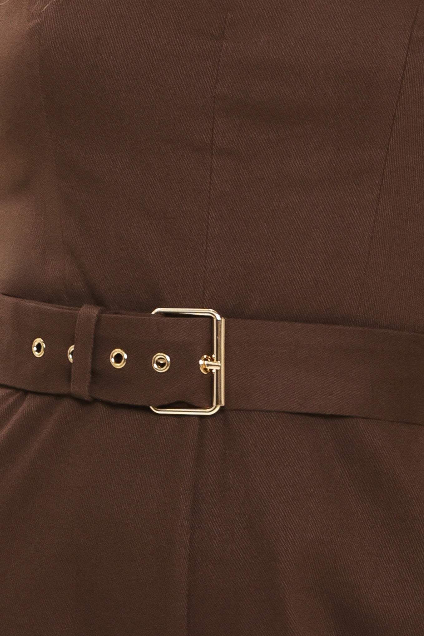 TOFFEE SWEETHEART WOVEN JUMPSUIT
