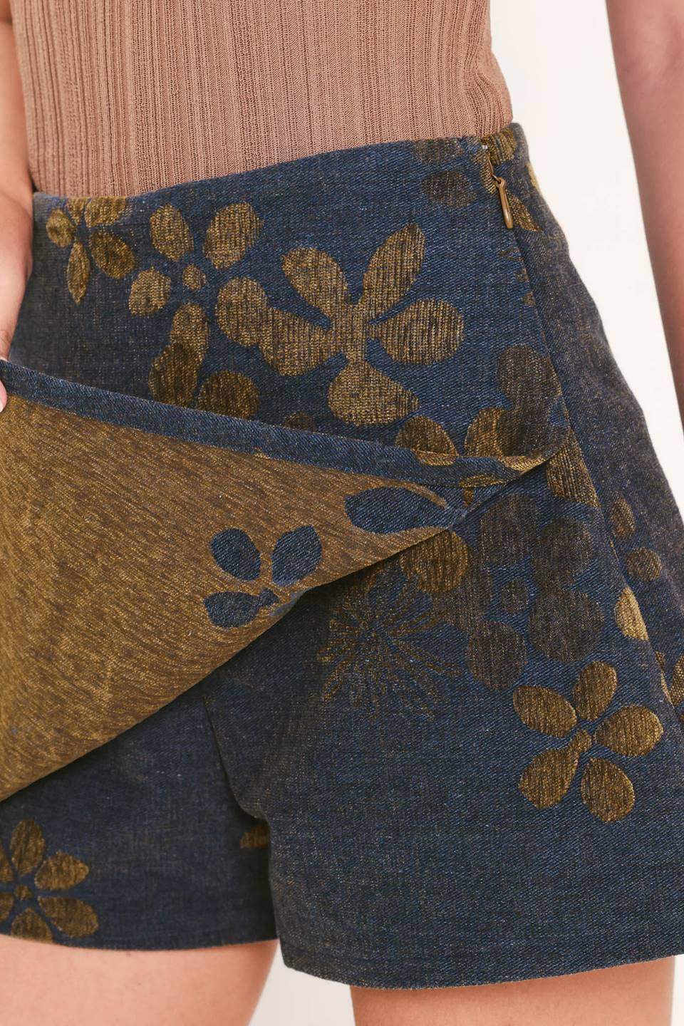 COPPER BLOSSOM WOVEN SKORT - Flying Tomato - Flyclothing LLC