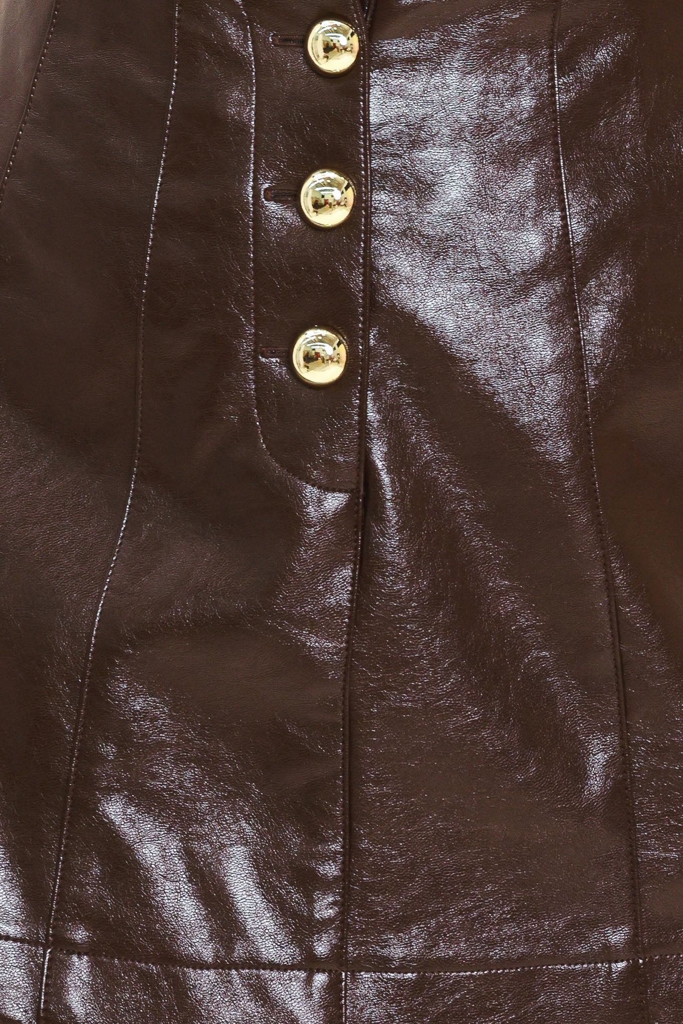 BROWN LACQUER MUSE FAUXLEATHER SKORT